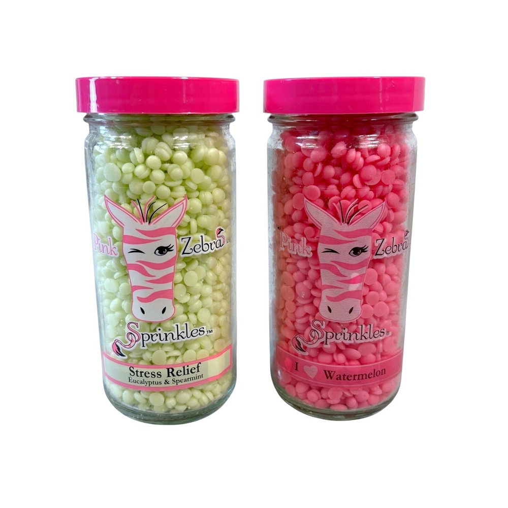 2 Pink Zebra Sprinkles Wax Melts 3.75oz Pink Green Stress Relief Watermelon